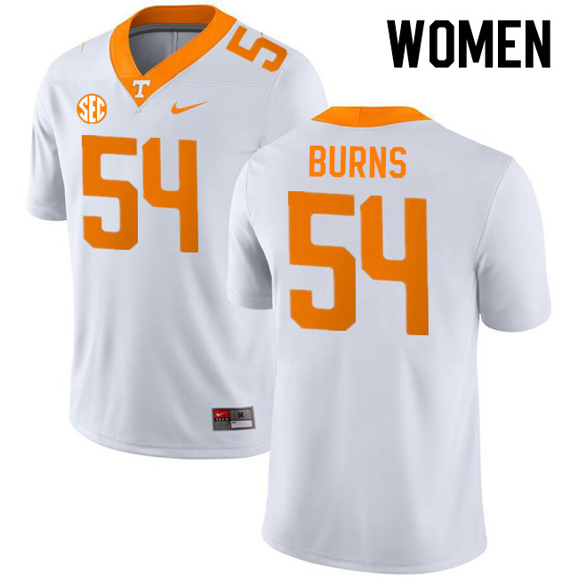 Women #54 Jordan Burns Tennessee Volunteers College Football Jerseys Stitched-White